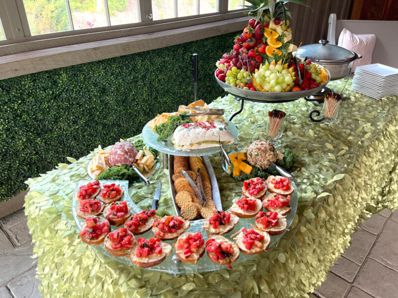 A table with a lot of food on it.