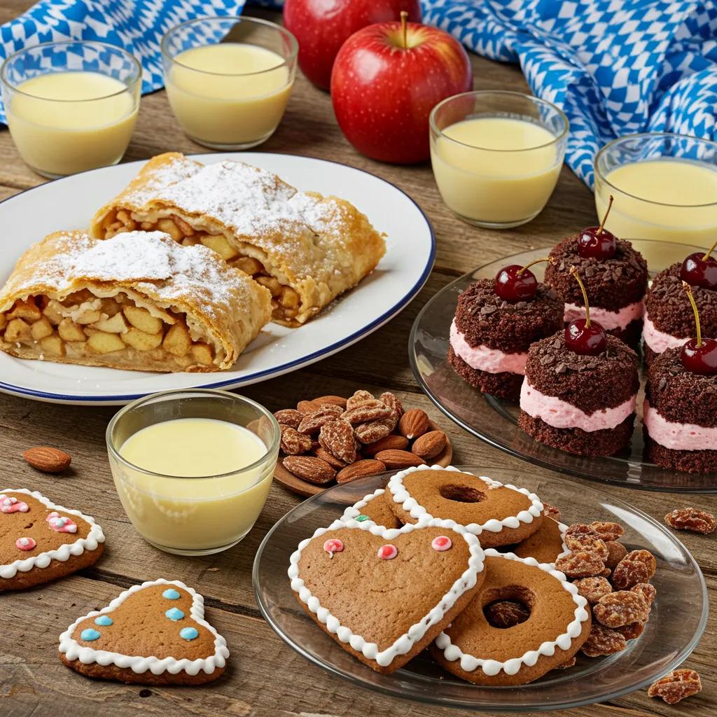 Oktoberfest Catering: Menu Ideas for a Festive Celebration 2 Assorted traditional Oktoberfest desserts including apple strudel and Black Forest cake