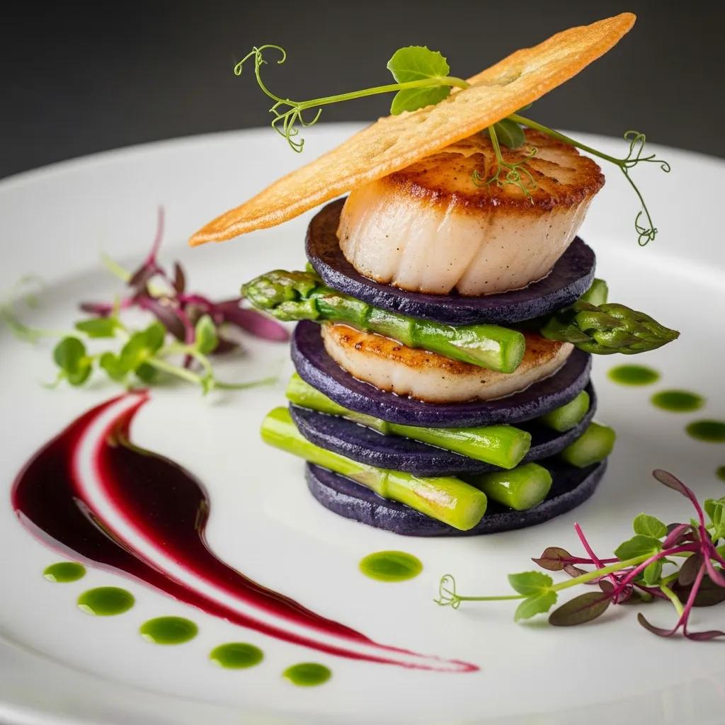 Elevating Food Presentation for Events 2 Gourmet plated dish featuring vertical plating and artistic sauce drizzling for impressive food presentation